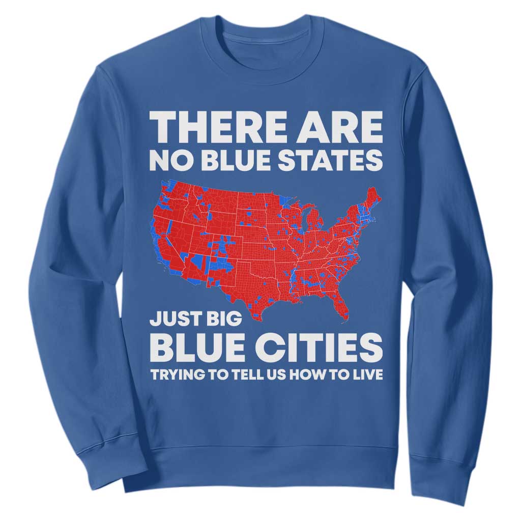 American Republican 2024 Sweatshirt There Are No Blue States Only Big Blue Cities America Map TS02 Royal Blue Print Your Wear