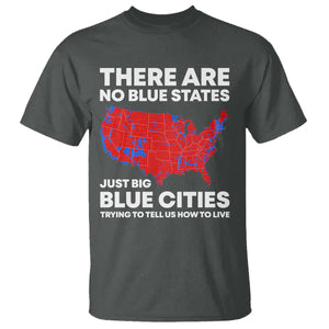 American Republican 2024 T Shirt There Are No Blue States Only Big Blue Cities America Map TS02 Dark Heather Print Your Wear