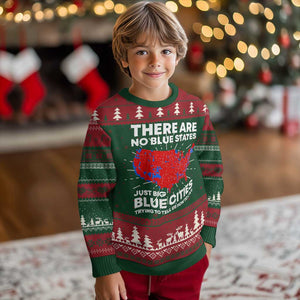 American Republican 2024 Ugly Christmas Sweater There Are No Blue States Only Big Blue Cities America Map TS02 Christmas Print Your Wear