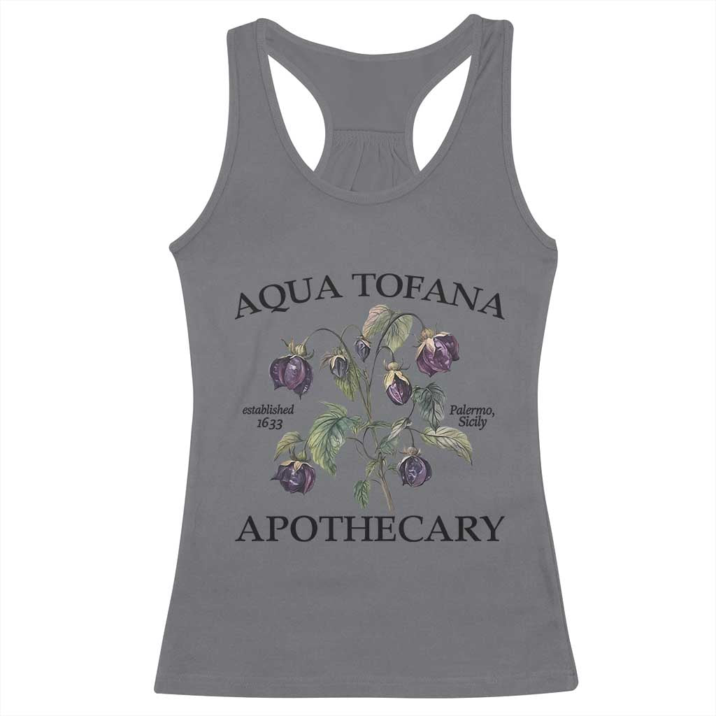 Funny Feminist Vintage Aqua Tofana Apothecary Graphic Minimalism Racerback Tank Top TS02 Charcoal Print Your Wear