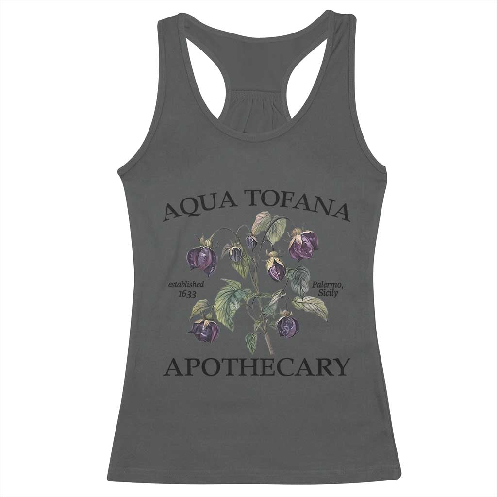 Funny Feminist Vintage Aqua Tofana Apothecary Graphic Minimalism Racerback Tank Top TS02 Dark Heather Print Your Wear