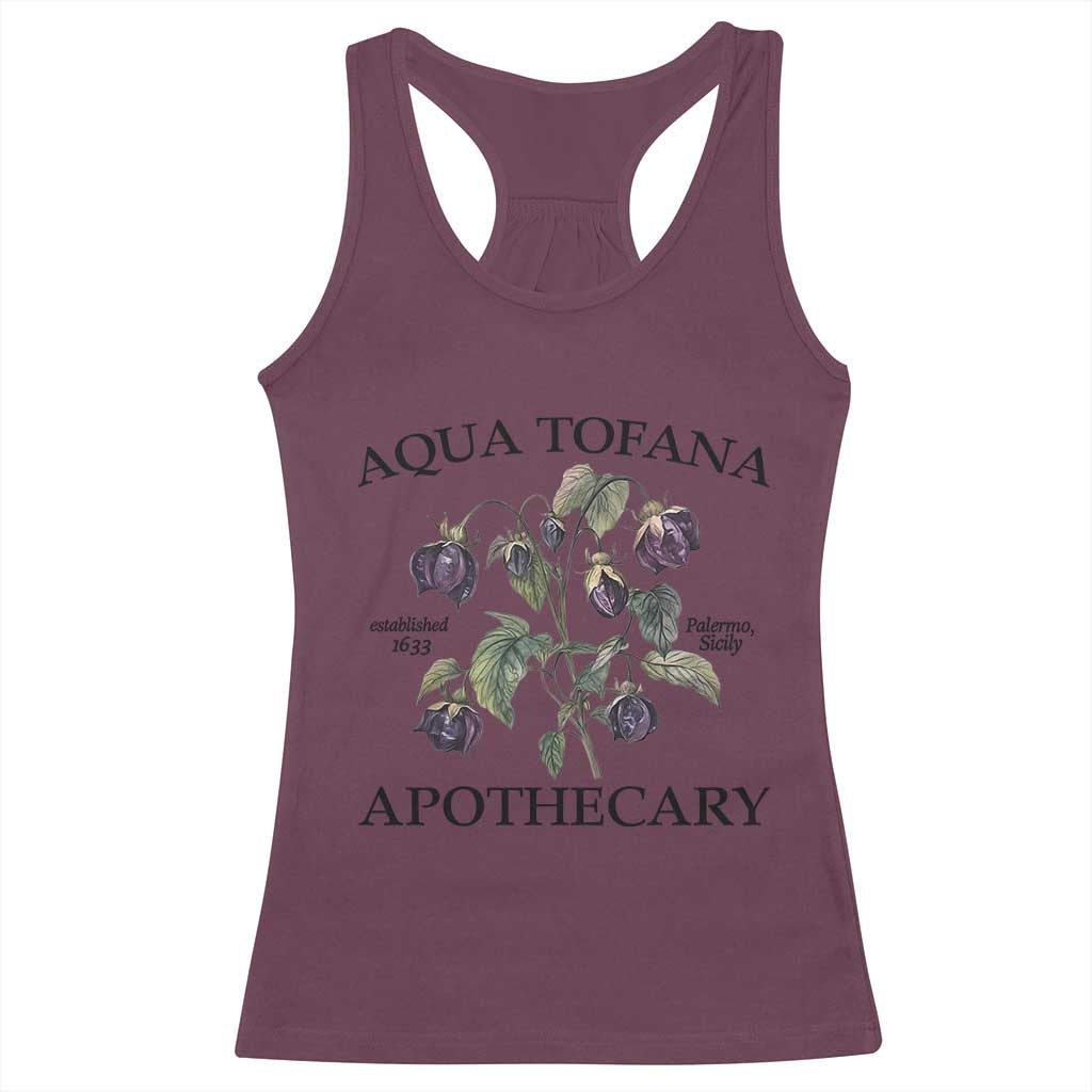 Funny Feminist Vintage Aqua Tofana Apothecary Graphic Minimalism Racerback Tank Top TS02 Maroon Print Your Wear