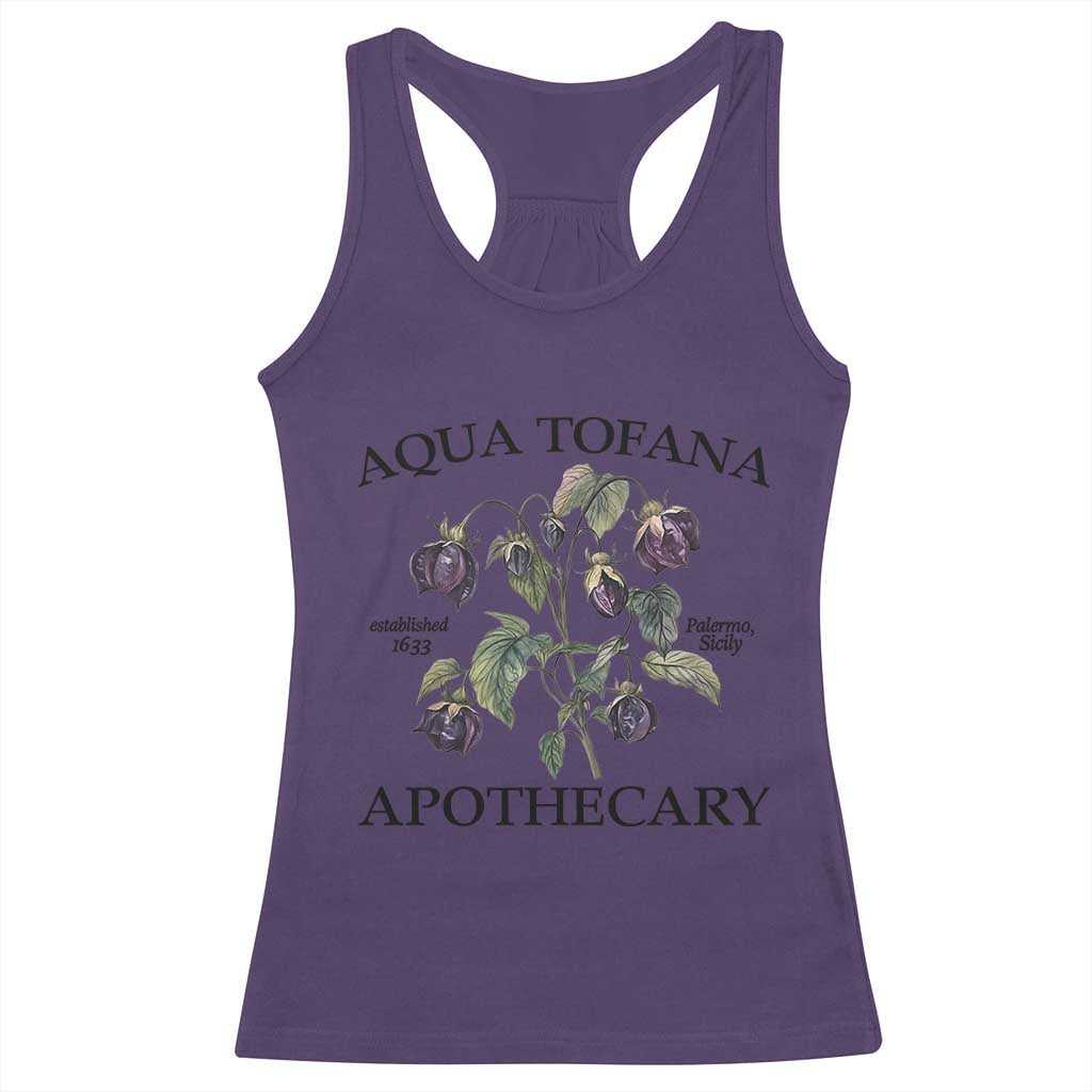 Funny Feminist Vintage Aqua Tofana Apothecary Graphic Minimalism Racerback Tank Top TS02 Purple Print Your Wear