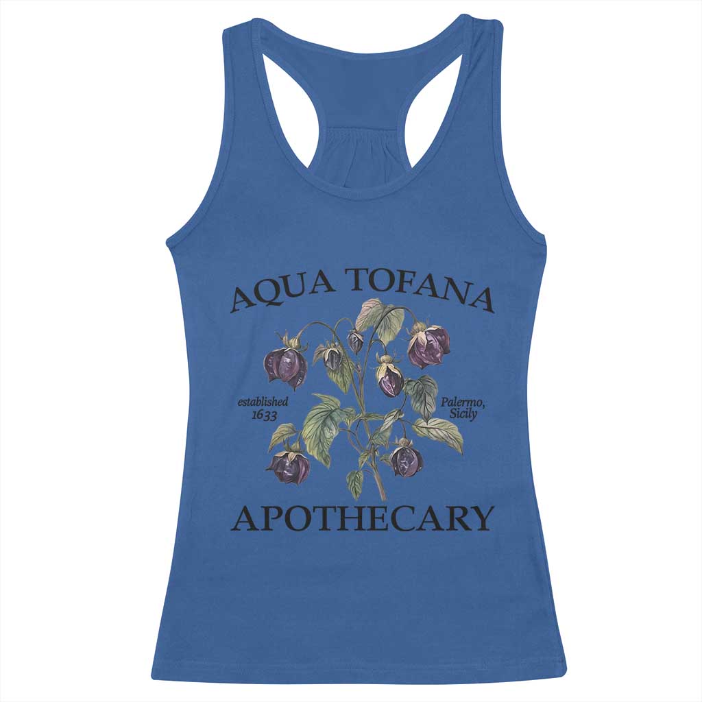 Funny Feminist Vintage Aqua Tofana Apothecary Graphic Minimalism Racerback Tank Top TS02 Royal Blue Print Your Wear