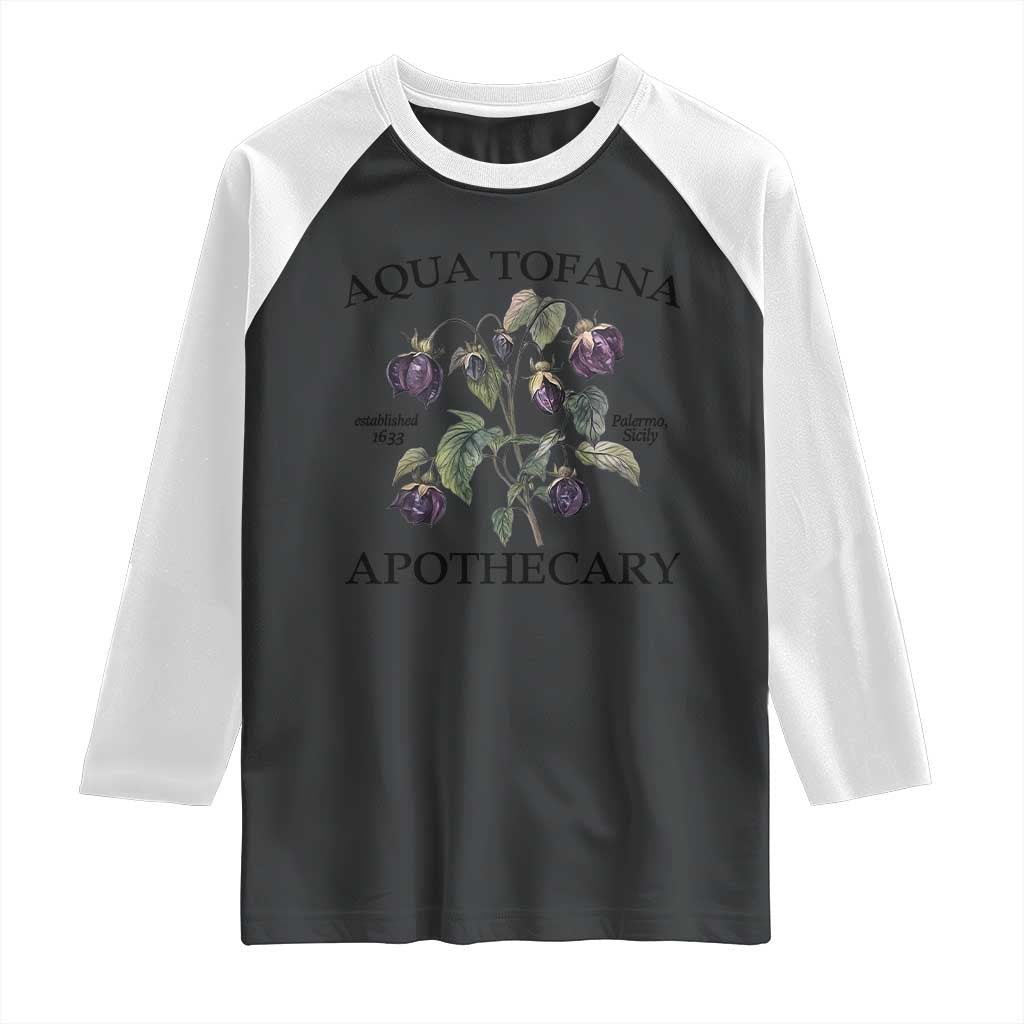 Funny Feminist Raglan Shirt Aqua Tofana Apothecary Vintage Minimalism TS02 Black White Print Your Wear