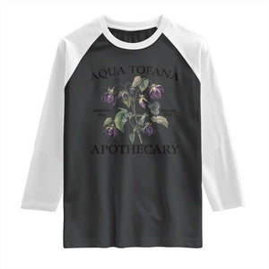 Funny Feminist Raglan Shirt Aqua Tofana Apothecary Vintage Minimalism TS02 Black White Print Your Wear