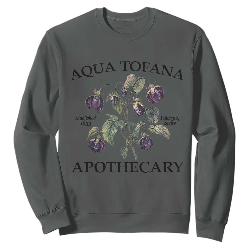 Funny Feminist Sweatshirt Aqua Tofana Apothecary Vintage Minimalism TS02 Dark Heather Print Your Wear