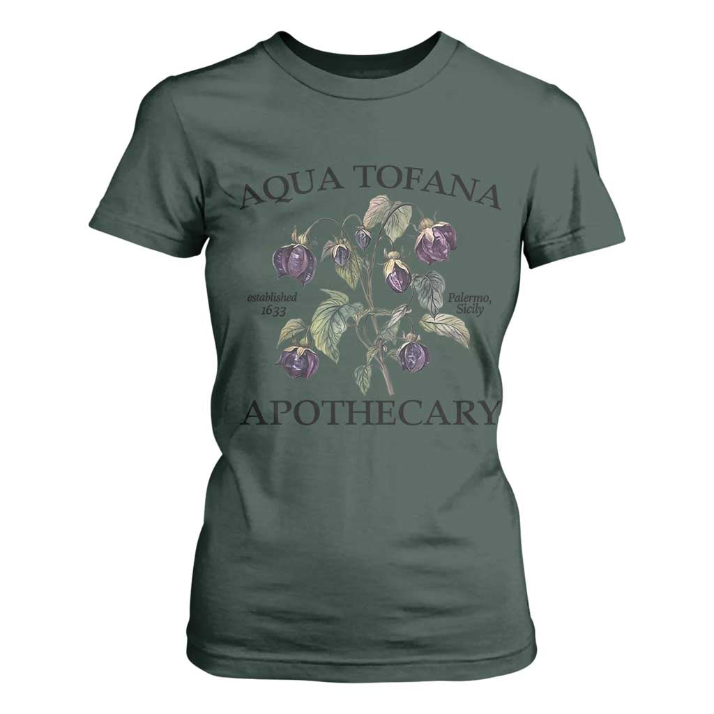 Funny Feminist T Shirt For Women Aqua Tofana Apothecary Vintage Minimalism TS02 Dark Forest Green Print Your Wear