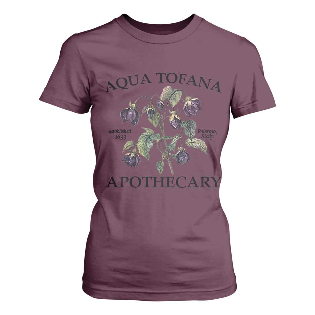 Funny Feminist T Shirt For Women Aqua Tofana Apothecary Vintage Minimalism TS02 Maroon Print Your Wear