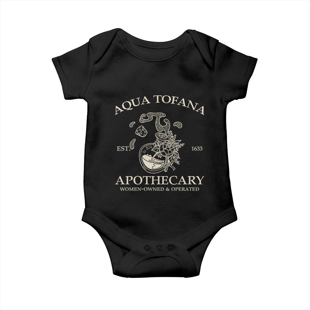 Funny Feminist Baby Onesie Aqua Tofana Apothecary Est 1633 Retro Vintage TS02 Black Print Your Wear