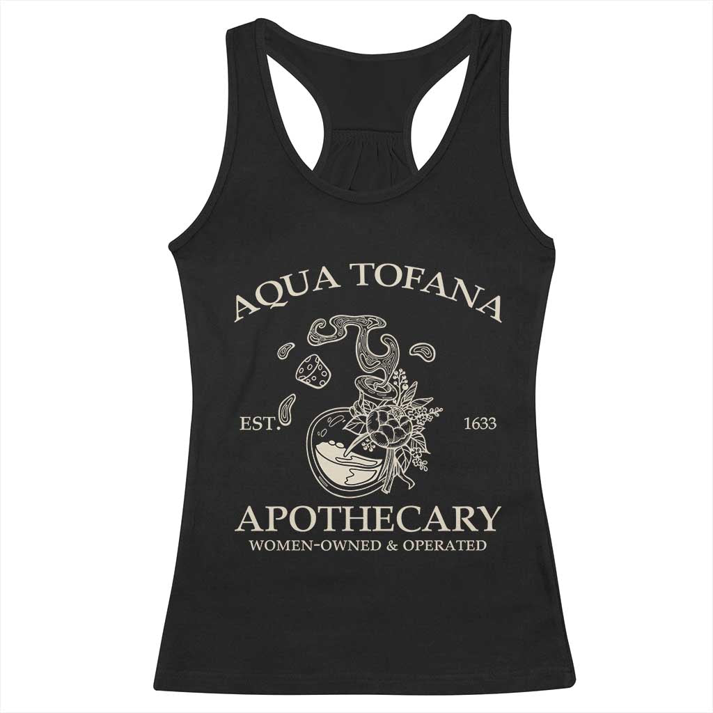 Funny Feminist Retro Vintage Aqua Tofana Est 1633 Apothecary Graphic Racerback Tank Top TS02 Black Print Your Wear