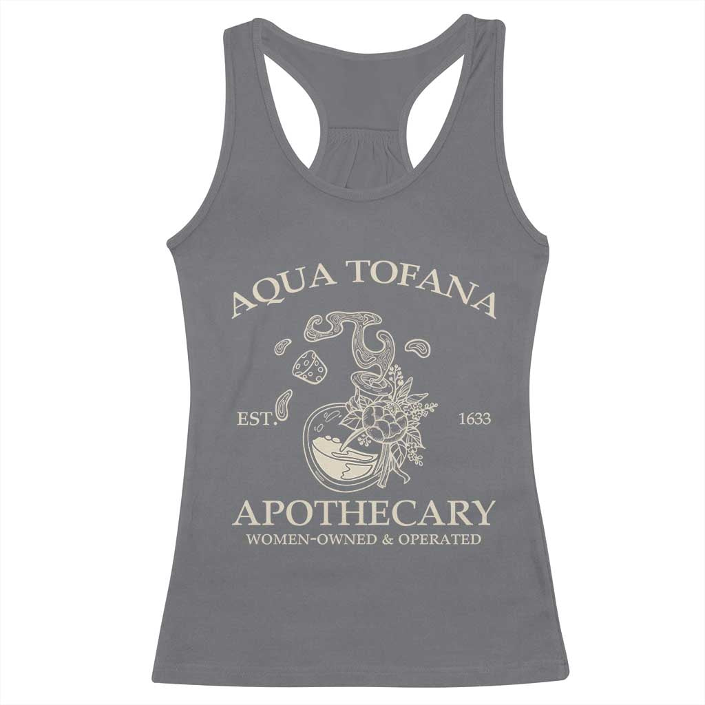 Funny Feminist Racerback Tank Top Aqua Tofana Apothecary Est 1633 Retro Vintage TS02 Charcoal Print Your Wear