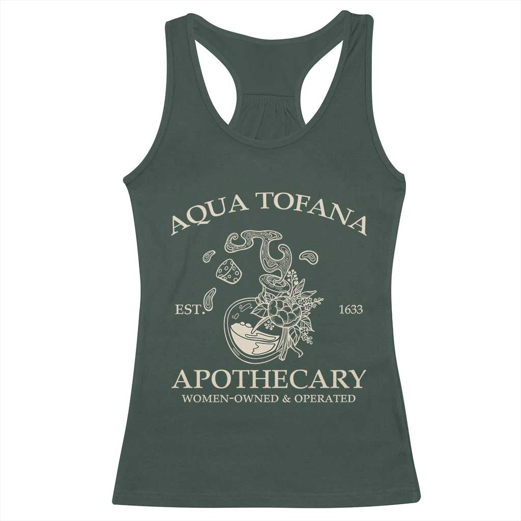 Funny Feminist Racerback Tank Top Aqua Tofana Apothecary Est 1633 Retro Vintage TS02 Dark Forest Green Print Your Wear