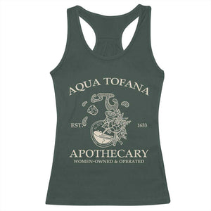 Funny Feminist Racerback Tank Top Aqua Tofana Apothecary Est 1633 Retro Vintage TS02 Dark Forest Green Print Your Wear