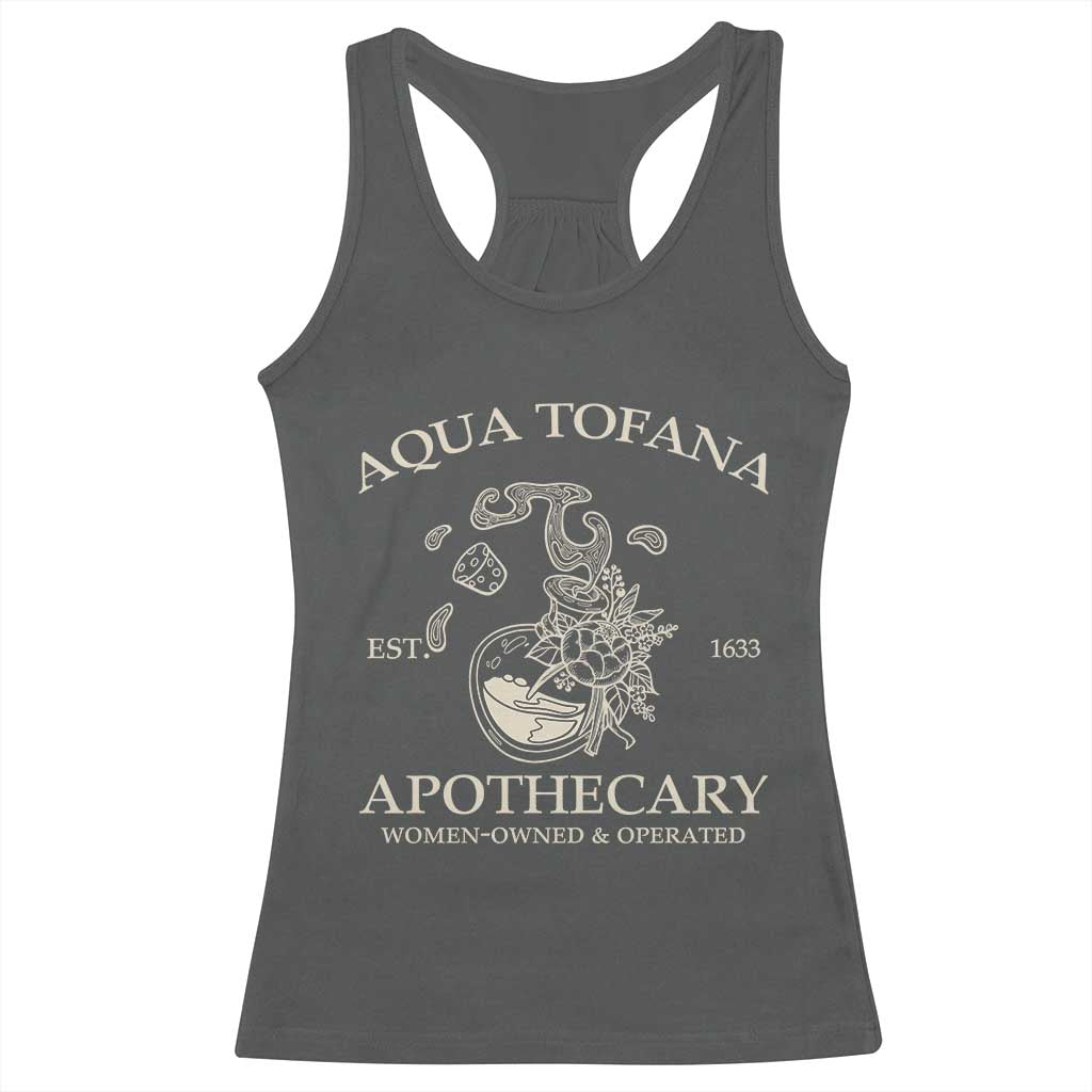 Funny Feminist Racerback Tank Top Aqua Tofana Apothecary Est 1633 Retro Vintage TS02 Dark Heather Print Your Wear