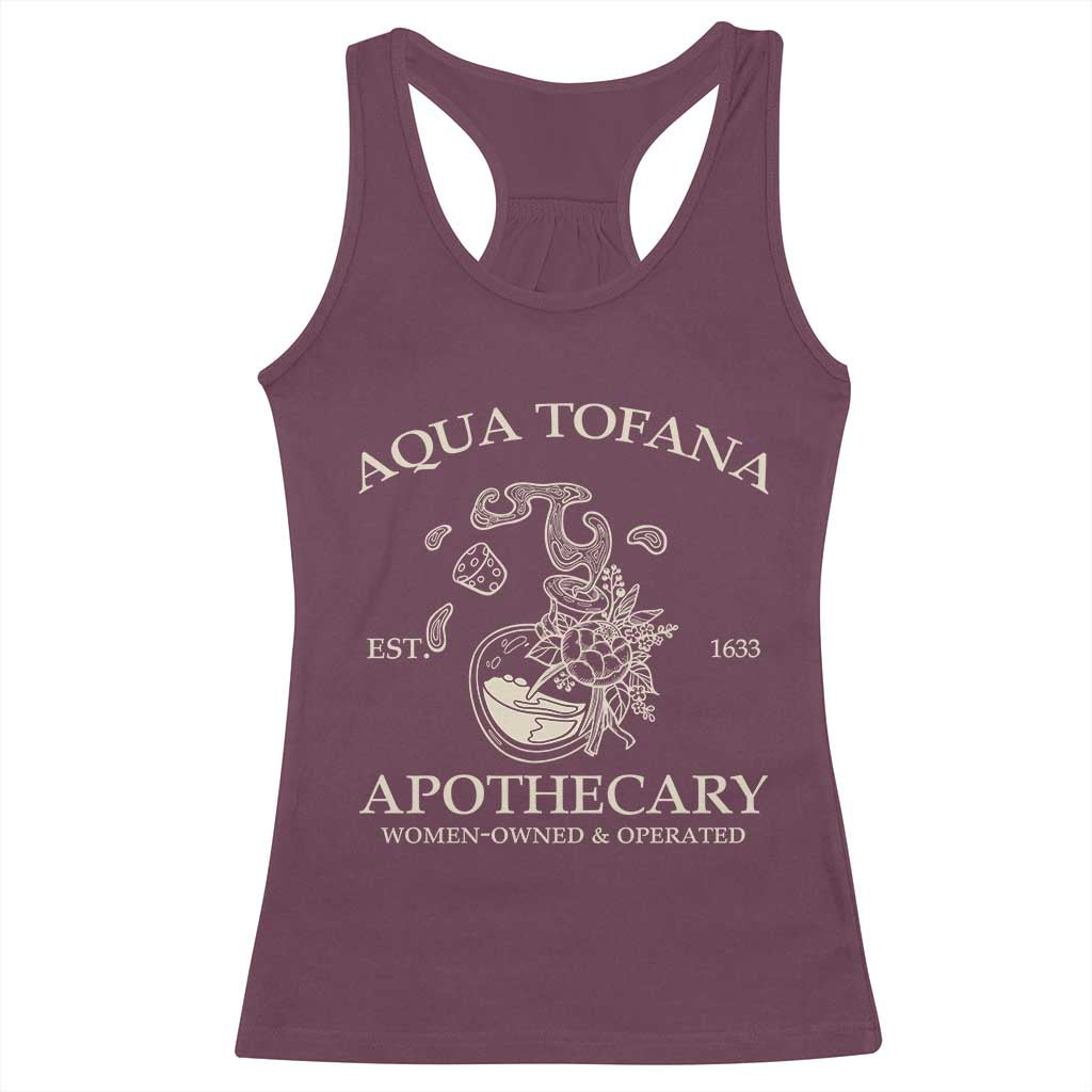 Funny Feminist Racerback Tank Top Aqua Tofana Apothecary Est 1633 Retro Vintage TS02 Maroon Print Your Wear