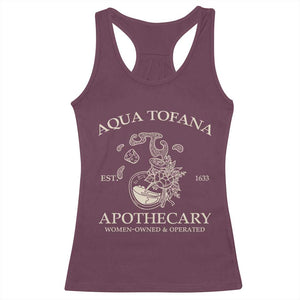 Funny Feminist Racerback Tank Top Aqua Tofana Apothecary Est 1633 Retro Vintage TS02 Maroon Print Your Wear
