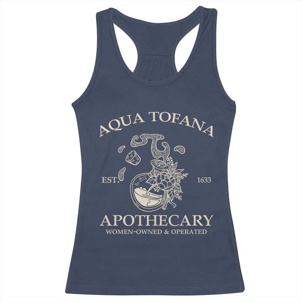 Funny Feminist Racerback Tank Top Aqua Tofana Apothecary Est 1633 Retro Vintage TS02 Navy Print Your Wear