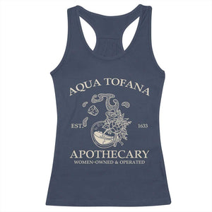 Funny Feminist Racerback Tank Top Aqua Tofana Apothecary Est 1633 Retro Vintage TS02 Navy Print Your Wear