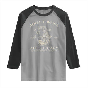 Funny Feminist Raglan Shirt Aqua Tofana Apothecary Est 1633 Retro Vintage TS02 Sport Gray Black Print Your Wear