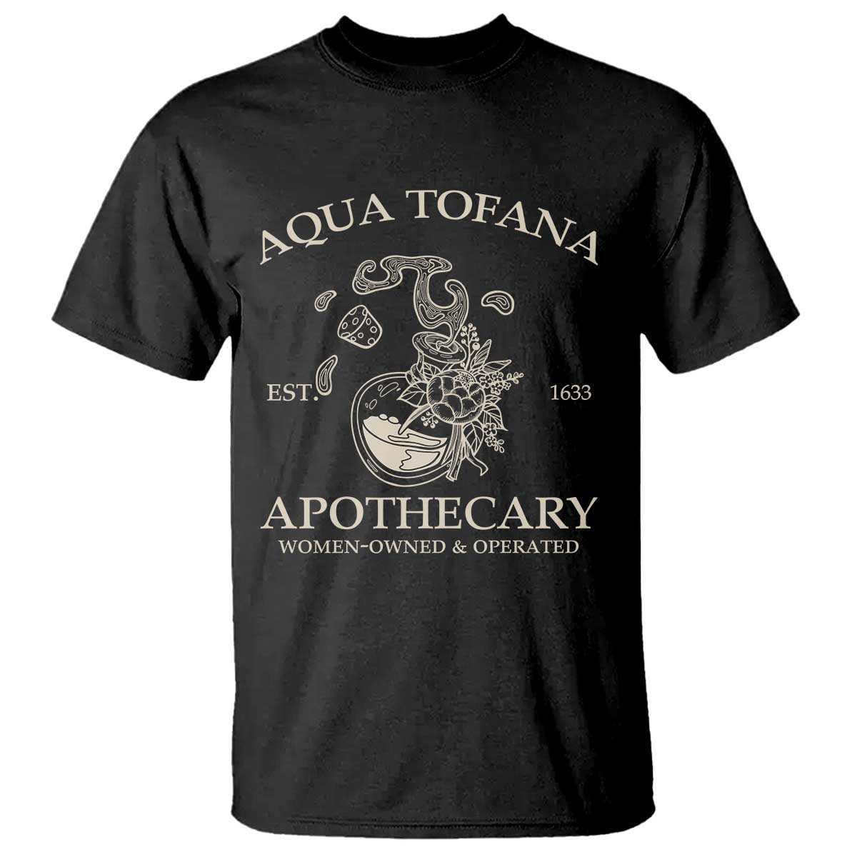 Funny Feminist T Shirt Aqua Tofana Apothecary Est 1633 Retro Vintage TS02 Black Print Your Wear