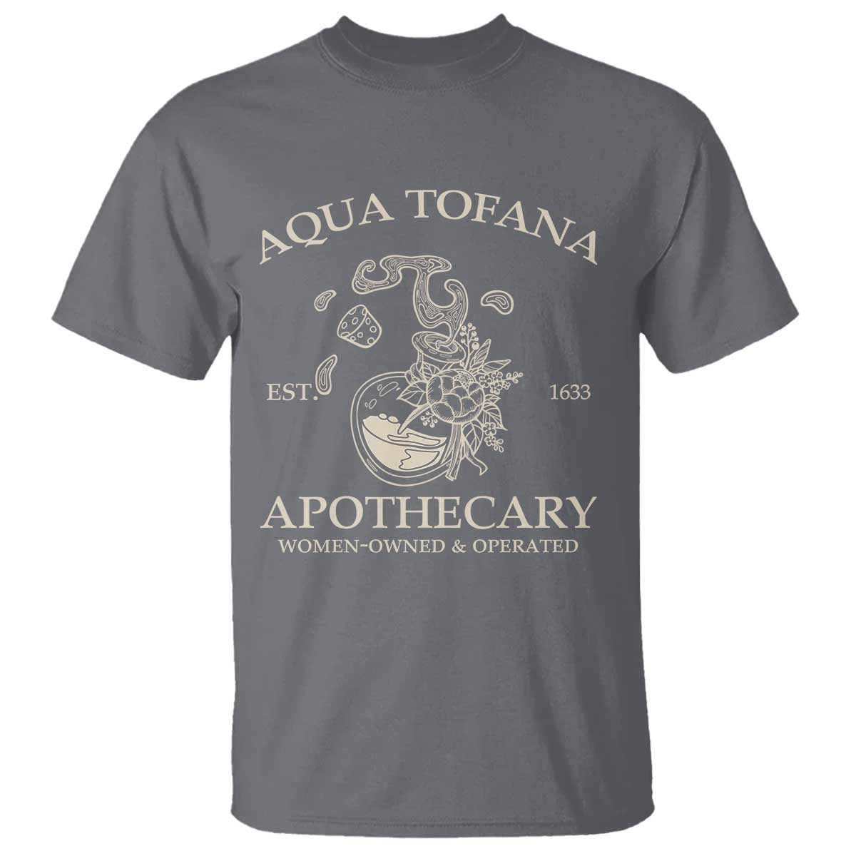 Funny Feminist T Shirt Aqua Tofana Apothecary Est 1633 Retro Vintage TS02 Charcoal Print Your Wear