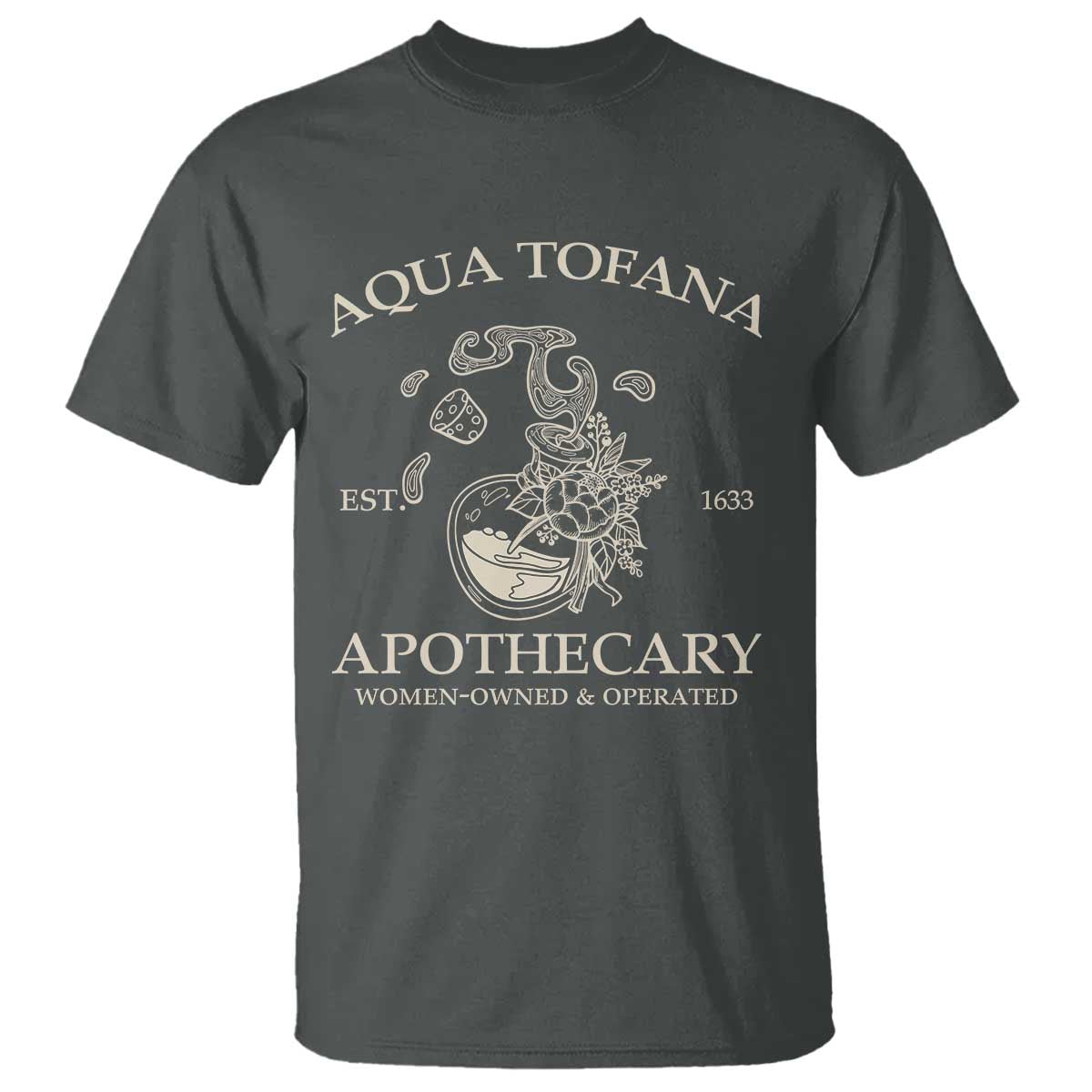 Funny Feminist T Shirt Aqua Tofana Apothecary Est 1633 Retro Vintage TS02 Dark Heather Print Your Wear