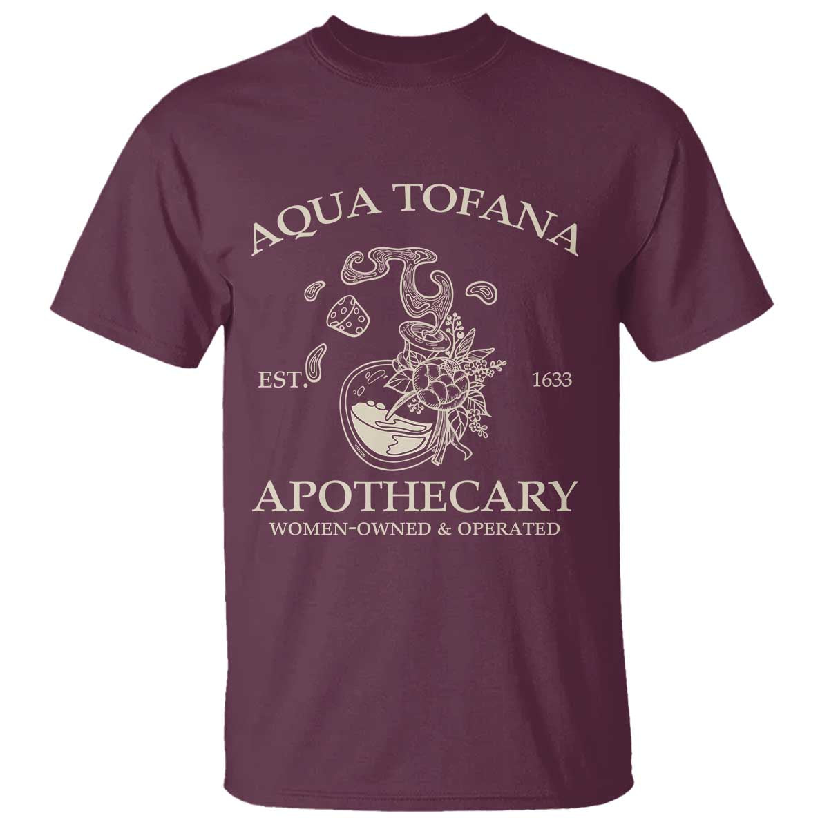 Funny Feminist T Shirt Aqua Tofana Apothecary Est 1633 Retro Vintage TS02 Maroon Print Your Wear