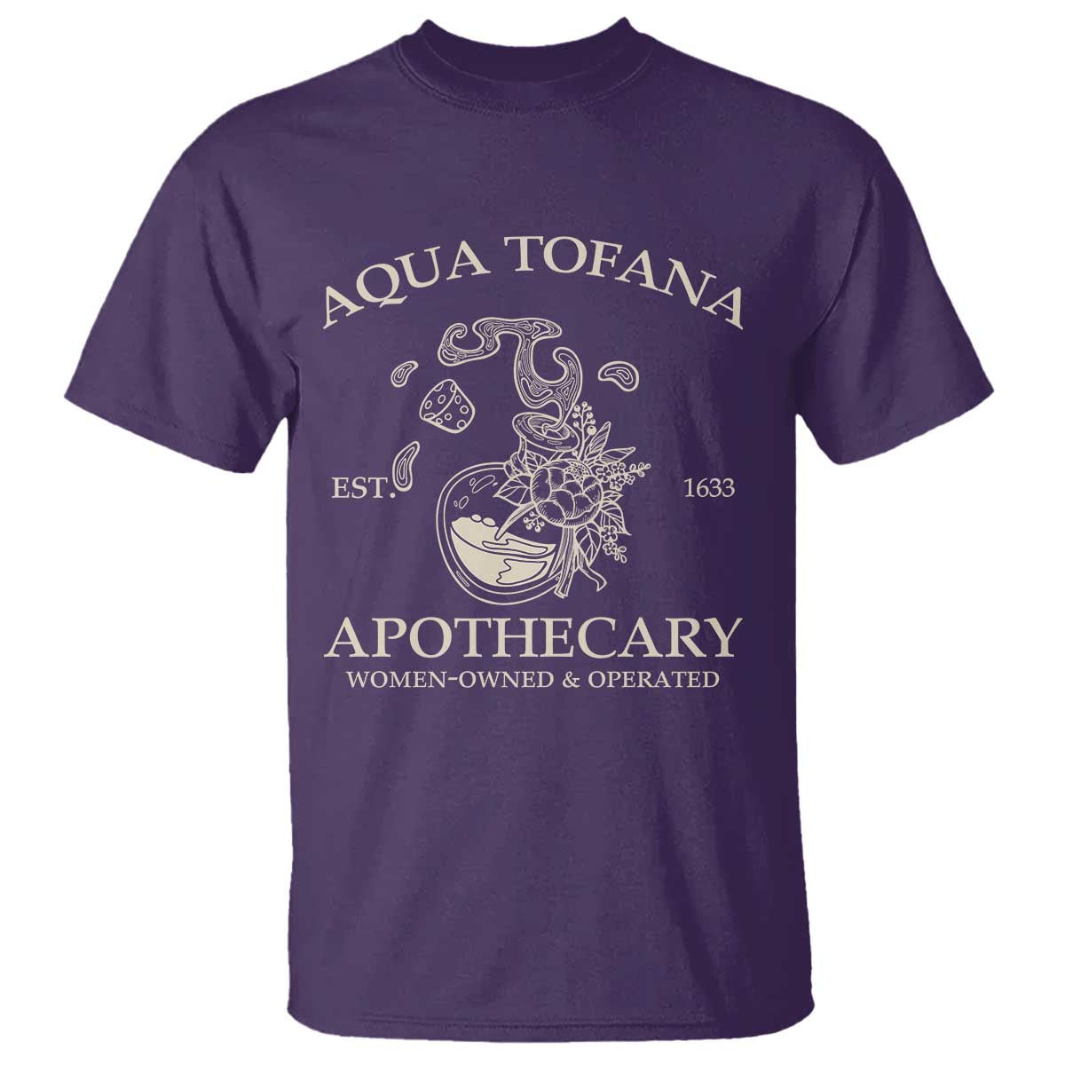 Funny Feminist T Shirt Aqua Tofana Apothecary Est 1633 Retro Vintage TS02 Purple Print Your Wear