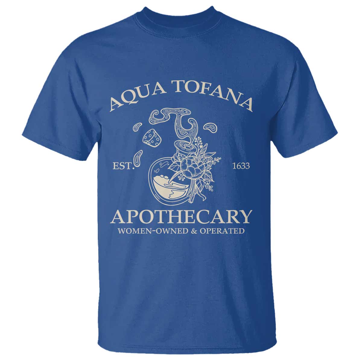 Funny Feminist T Shirt Aqua Tofana Apothecary Est 1633 Retro Vintage TS02 Royal Blue Print Your Wear