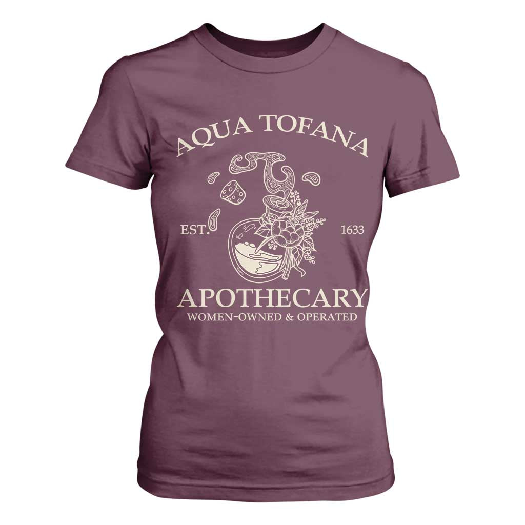Funny Feminist T Shirt For Women Aqua Tofana Apothecary Est 1633 Retro Vintage TS02 Maroon Print Your Wear