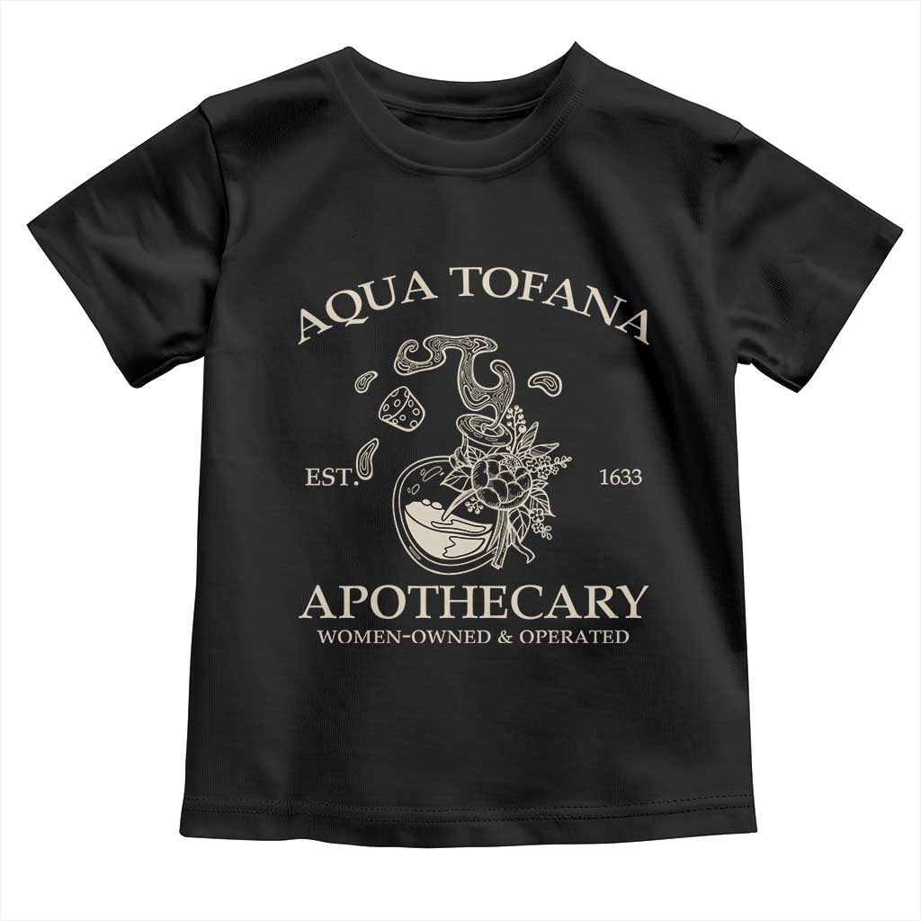 Funny Feminist Retro Vintage Aqua Tofana Est 1633 Apothecary Graphic Toddler T Shirt TS02 Black Print Your Wear