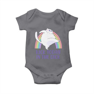 Funny Sarcastic Cat Baby Onesie Kick Today In The Dick Pastel Rainbow TS02 Charcoal Print Your Wear