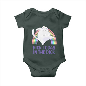 Funny Sarcastic Cat Baby Onesie Kick Today In The Dick Pastel Rainbow TS02 Print Your Wear