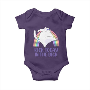 Funny Sarcastic Cat Baby Onesie Kick Today In The Dick Pastel Rainbow TS02 Purple Print Your Wear