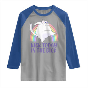 Funny Sarcastic Cat Raglan Shirt Kick Today In The Dick Pastel Rainbow TS02 Sport Gray Royal Print Your Wear