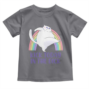 Funny Sarcastic Cat Toddler T Shirt Kick Today In The Dick Pastel Rainbow TS02 Charcoal Print Your Wear