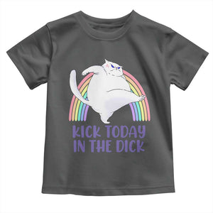 Funny Sarcastic Cat Toddler T Shirt Kick Today In The Dick Pastel Rainbow TS02 Dark Heather Print Your Wear