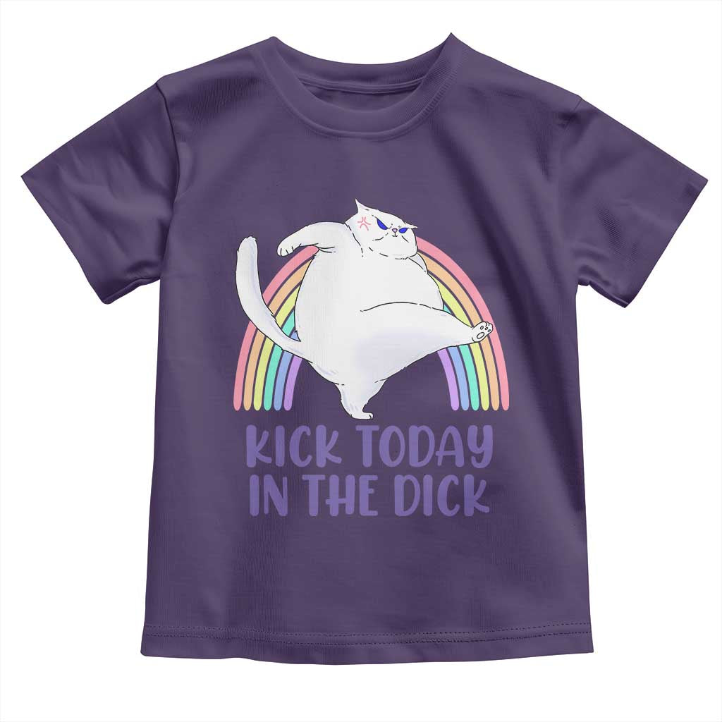 Funny Sarcastic Cat Toddler T Shirt Kick Today In The Dick Pastel Rainbow TS02 Purple Print Your Wear