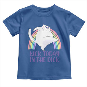 Funny Sarcastic Cat Toddler T Shirt Kick Today In The Dick Pastel Rainbow TS02 Royal Blue Print Your Wear