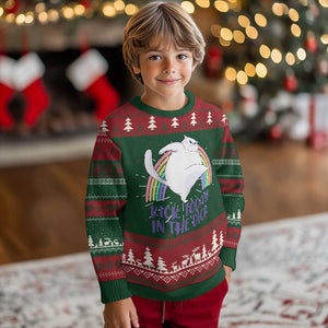 Funny Sarcastic Cat Ugly Christmas Sweater Kick Today In The Dick Pastel Rainbow TS02 Christmas Print Your Wear