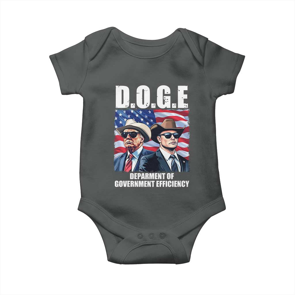 Trump Elon 2024 Baby Onesie D.O.G.E Department Of Government Efficiency TS02 Dark Heather Print Your Wear
