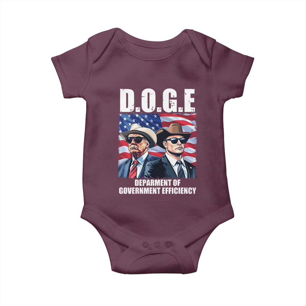 Trump Elon 2024 Baby Onesie D.O.G.E Department Of Government Efficiency TS02 Maroon Print Your Wear