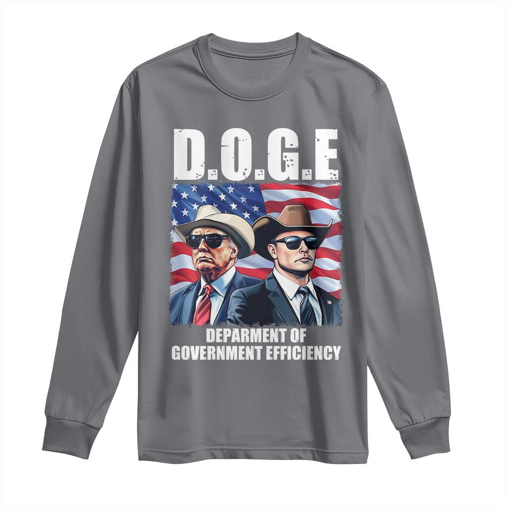 Trump Elon 2024 Long Sleeve Shirt D.O.G.E Department Of Government Efficiency TS02 Charcoal Print Your Wear