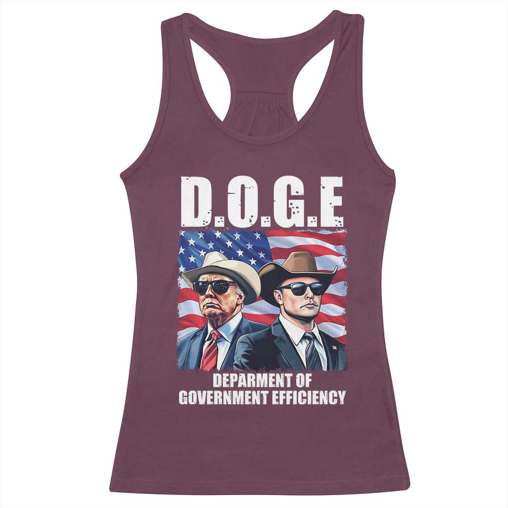Trump Elon 2024 Racerback Tank Top D.O.G.E Department Of Government Efficiency TS02 Maroon Print Your Wear