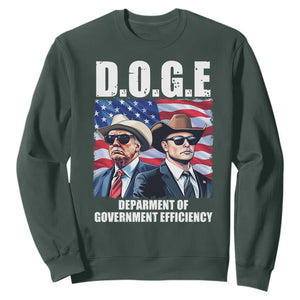 Trump Elon 2024 Sweatshirt D.O.G.E Department Of Government Efficiency TS02 Dark Forest Green Print Your Wear