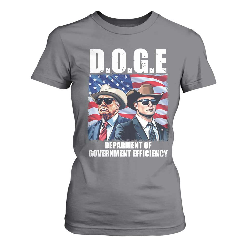 Trump Elon 2024 T Shirt For Women D.O.G.E Department Of Government Efficiency TS02 Charcoal Print Your Wear