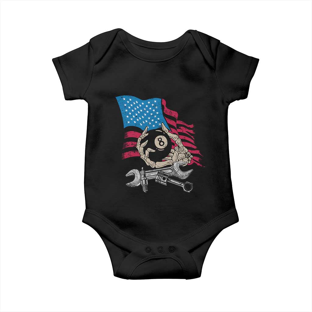 Mechanic Engineer Baby Onesie Mechanic Auto Car Repair American Flag Vintage Graphic TS02 Black Print Your Wear