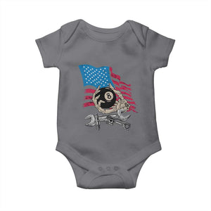 Mechanic Engineer Baby Onesie Mechanic Auto Car Repair American Flag Vintage Graphic TS02 Charcoal Print Your Wear
