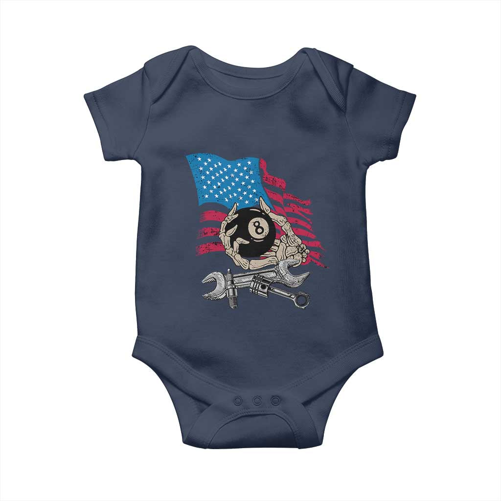 Mechanic Engineer Baby Onesie Mechanic Auto Car Repair American Flag Vintage Graphic TS02 Navy Print Your Wear